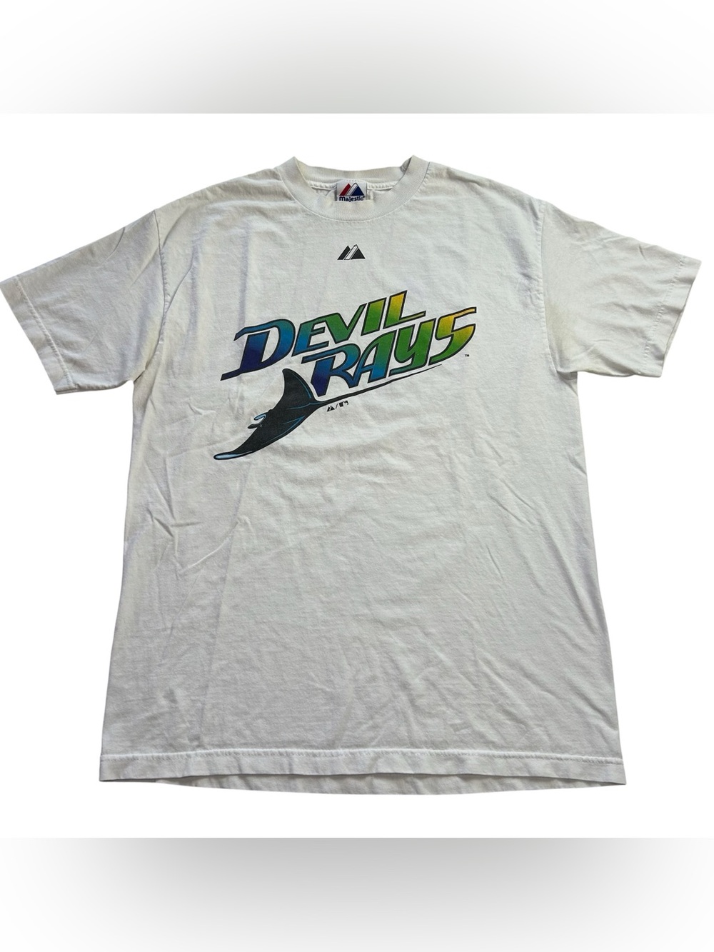 Vintage 90s Tampa Bay Devils Rays MLB Men’s T-Shirt White Logo Cotton size Large